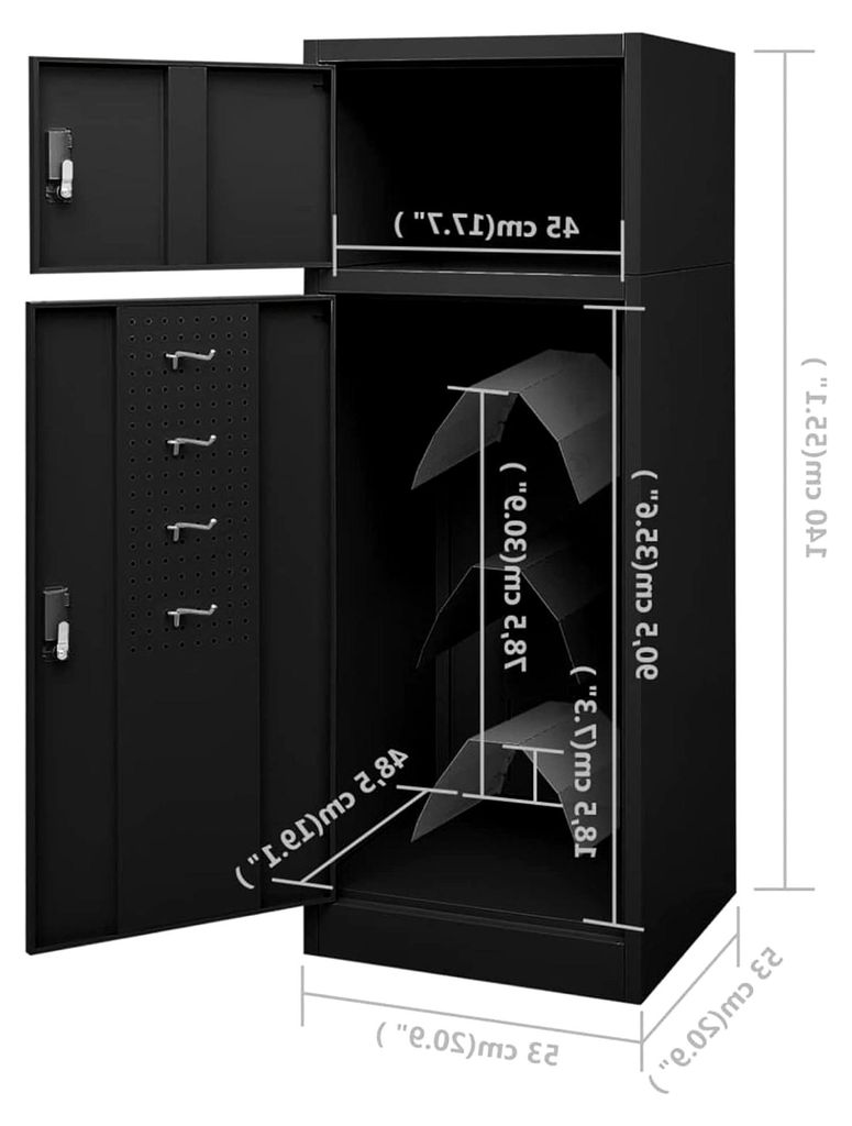 Sattelschrank aus Stahl für Sättel und Reitzubehör, anthrazit, 53x53x140 cm