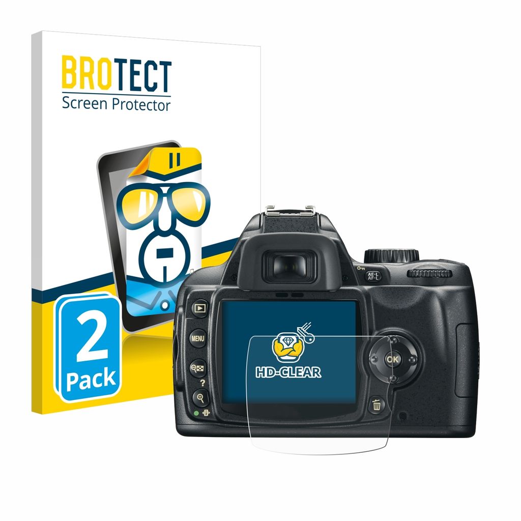 2x Für Nikon D60 Schutzfolie BROTECT Displayschutz Display Schutz Folie Klar Transparent