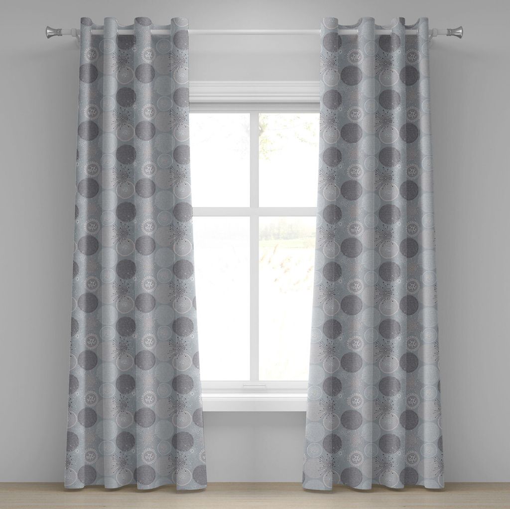 ABAKUHAUS Abstrakt Ösenvorhang, Runder runder Pastell tonte lila Blumen-Muster-künstlerisches Design, Dekorative 2-Panel-Fenstervorhänge, 280 cm...