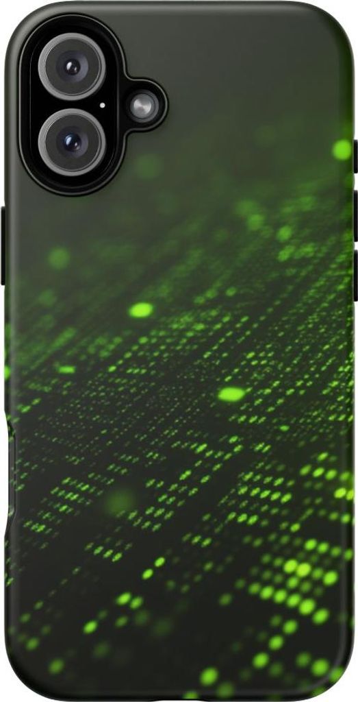 Futuristisches Partikelraster in Grün – Hülle Kompatibel mit iPhone 16 Plus