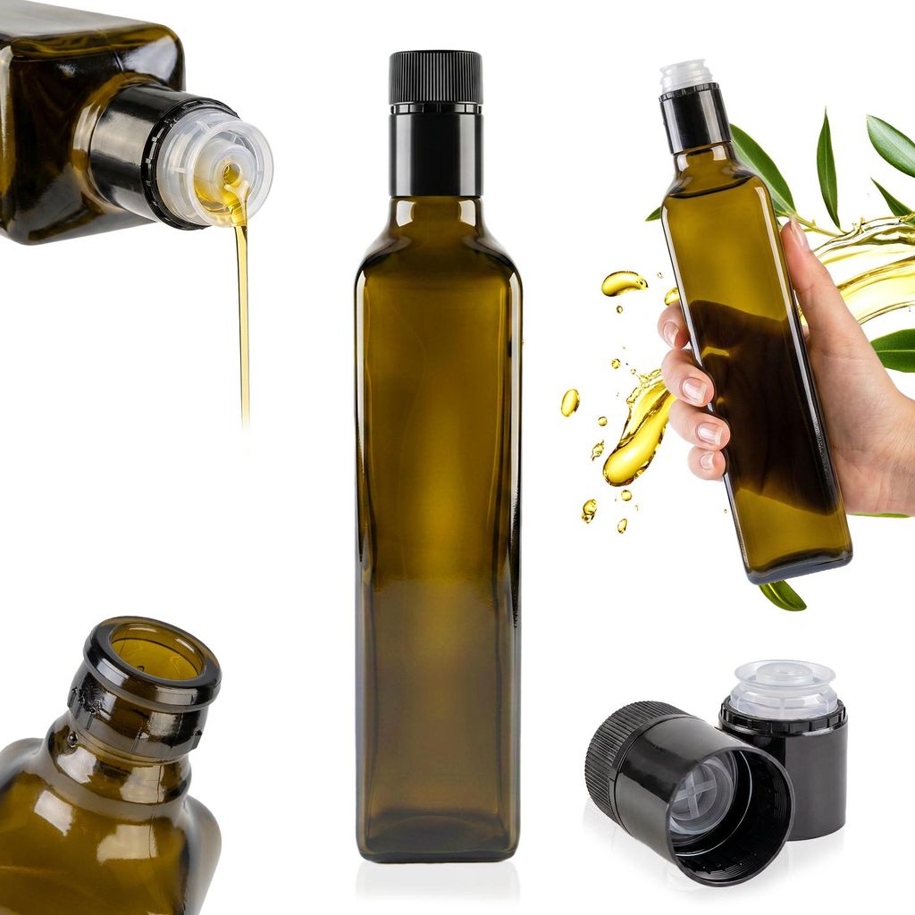 Butelka szklana MARASCA Guala 500ml oliwkowa na oliwę, Zdjęcie produktu 