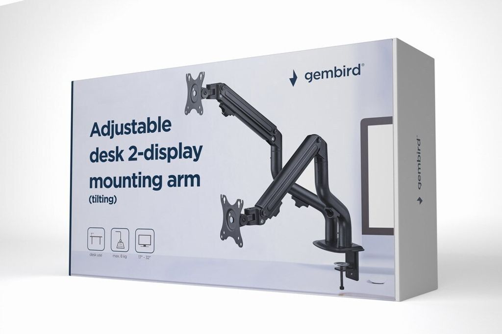 Gembird MA-DA2-02 Verstellbarer Schreibtisch-Montagearm für Produktbild 3