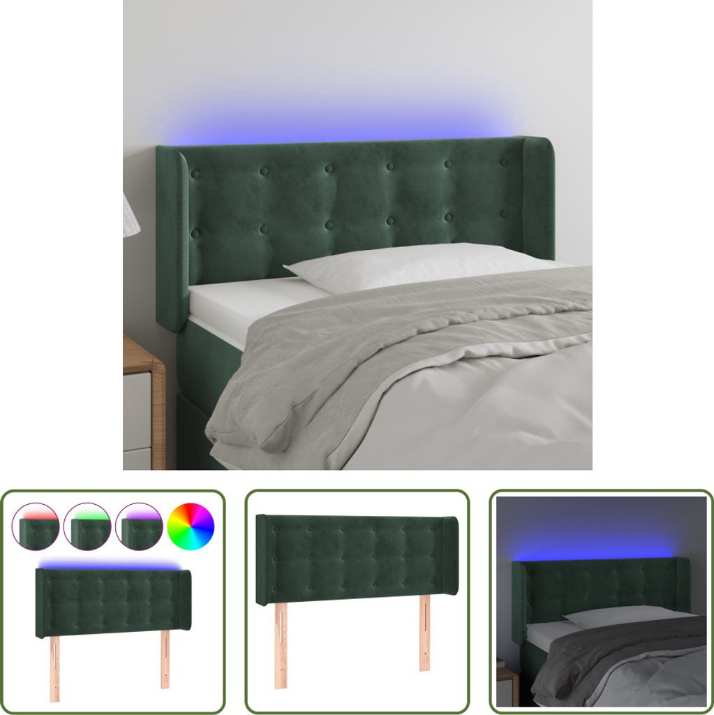 The Living Store LED Kopfteil Dunkelgrün 83x16x78/88 cm Samt