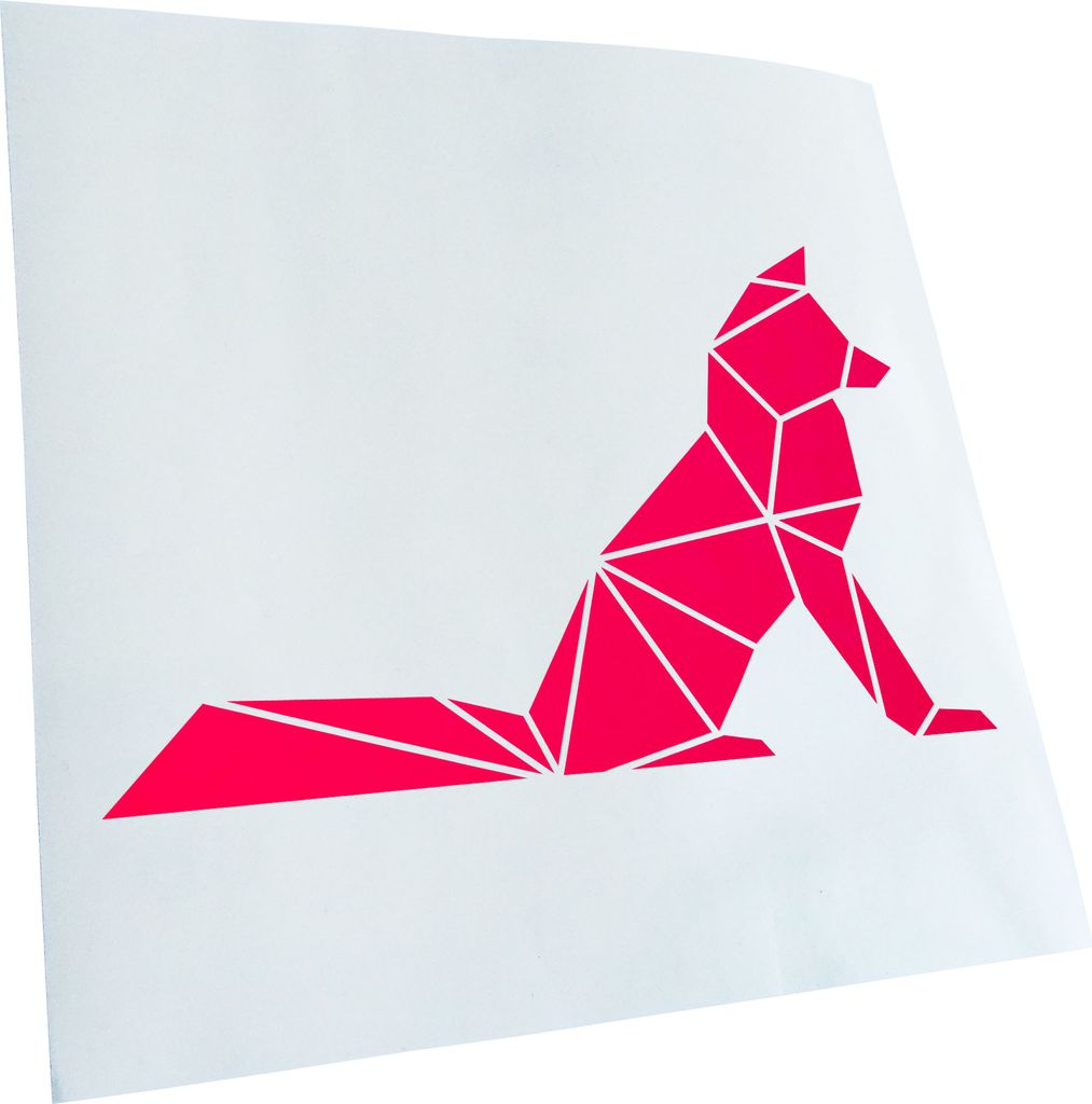 Kiwistar - Autoaufkleber - Papierfalten Fuchs - Hellrosa - 16,5x10cm - Aufkleber für Auto, Laptop, Fahrrad, LKW, Motorrad mehrfarbig JDM Decal Racing