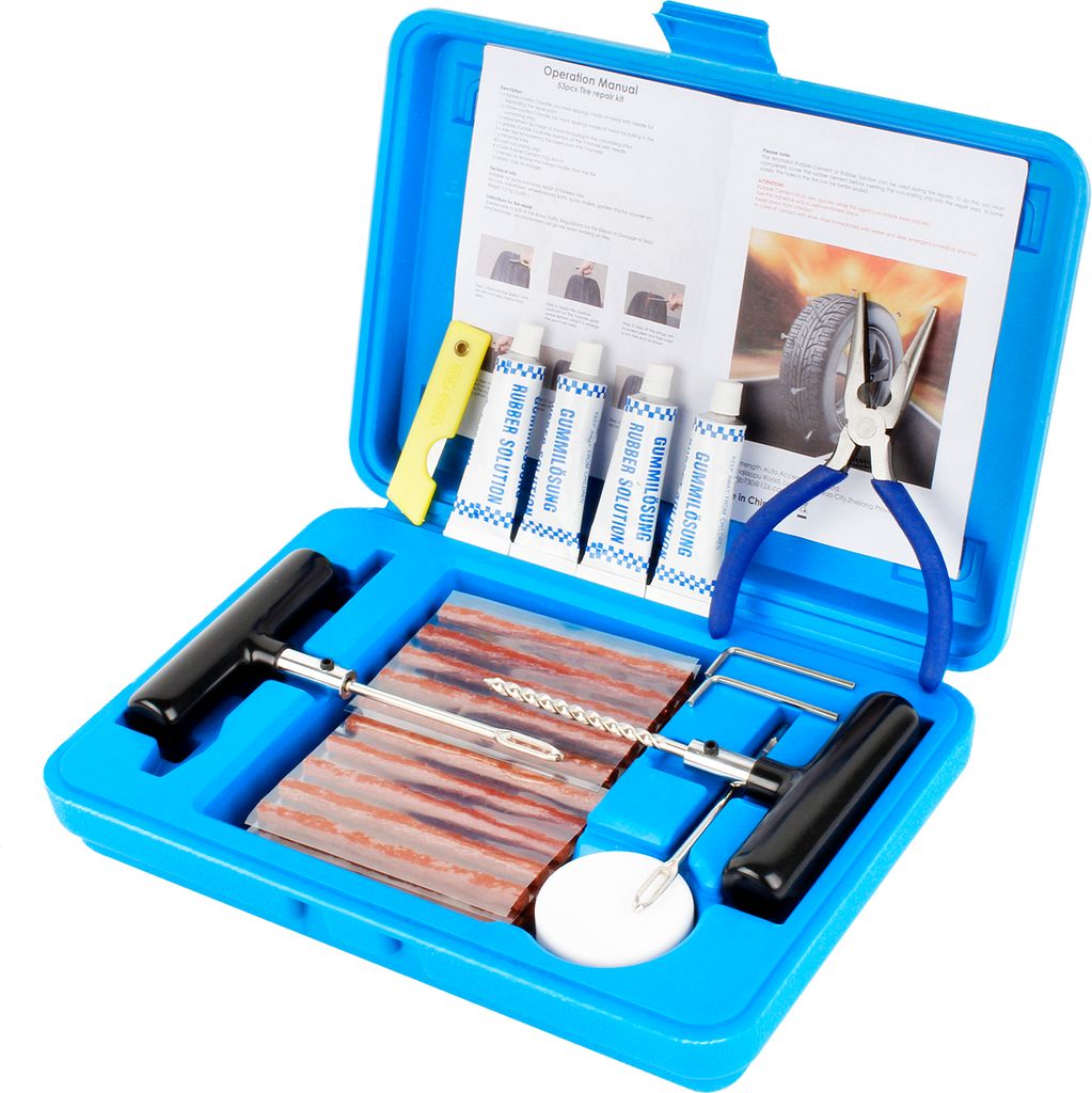 Forever Reifenreparaturset Auto Reifen Reparaturset Schlauchlos - 58 TLG,tragbares Reifenreparaturset für Autos, Geländewagen, Motorräder und mehr