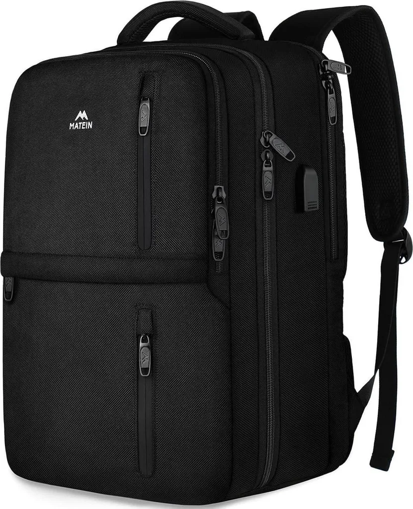 Sac à dos 17 pouces USB noir : fini les batteries vides en voyage pro