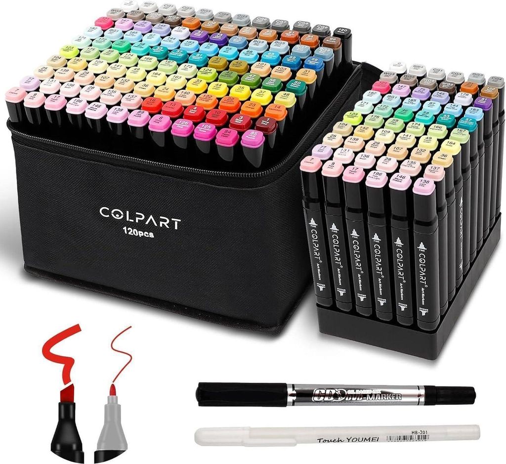 Alkohol Marker Set 120 Farben Twin Marker Filzstifte für Produktbild 