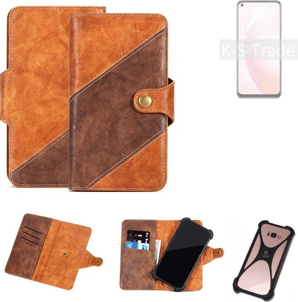 K-S-Trade Handyhülle Schutzhülle Bookstyle Case Wallet-Case kompatibel mit Oppo A93s 5G Cover Klapphülle Kantenschutz Smartphone dunkelbraun braun