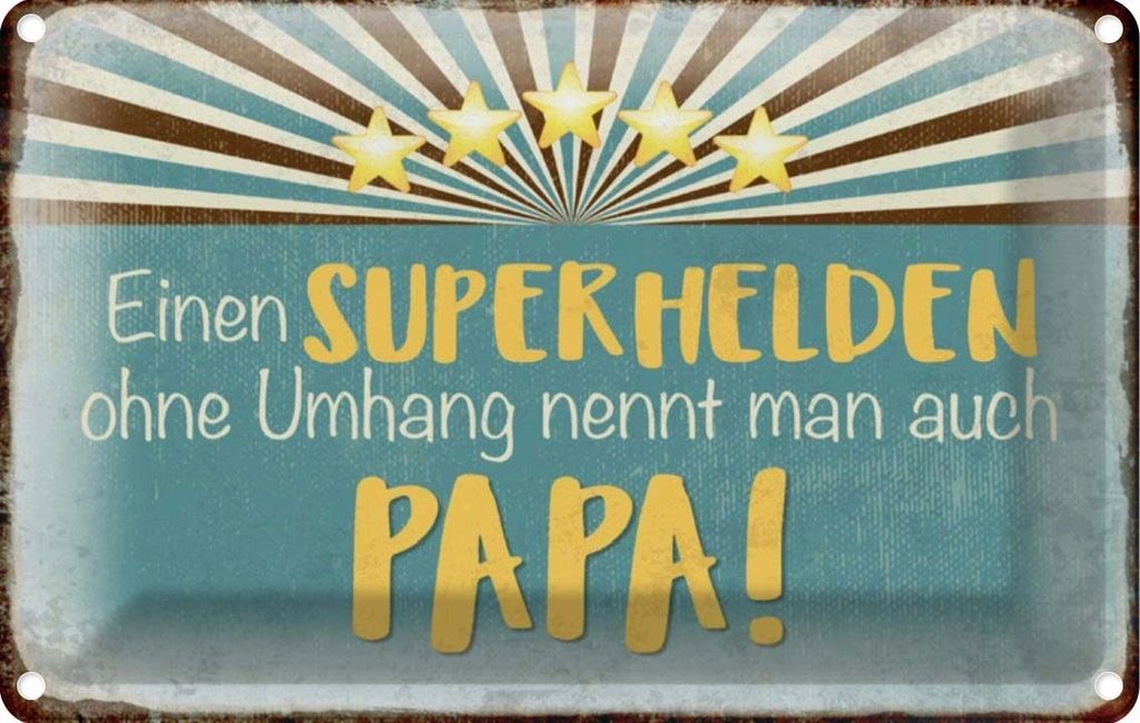 vianmo Blechschild 12x18 cm Superheld nennt man Papa Familie Freunde