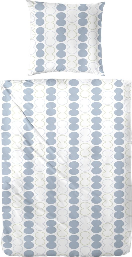 Primera Perkal Bettwäsche 135x200 cm Streifen Punkte rauchblau 133039-35