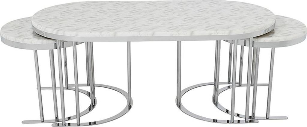 Set 3x Couchtisch Weiß Kaffeetisch Beistelltisch Designer Wohnzimmertisch Tische