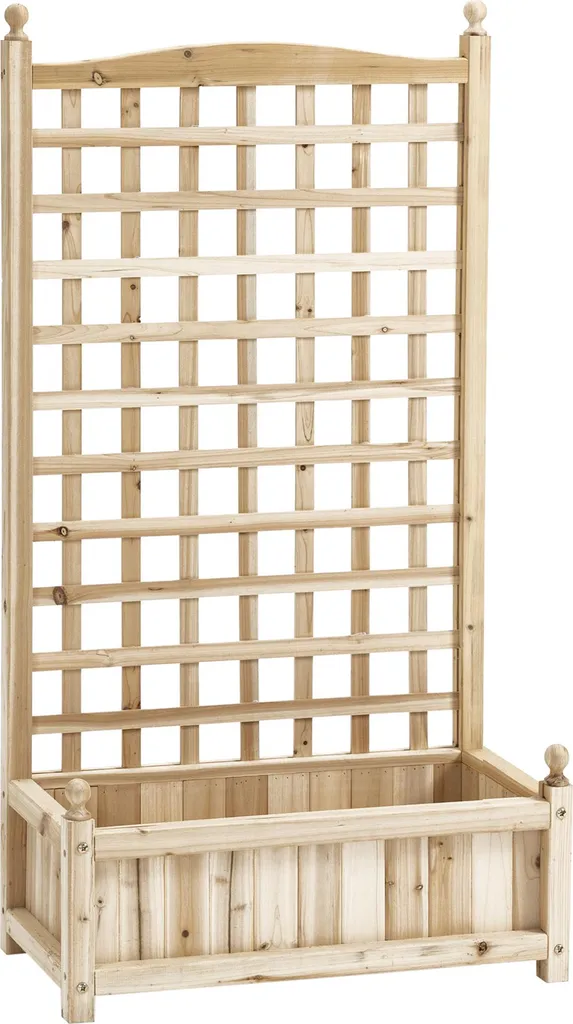 Aménager un mur végétal avec cette jardinière treillis bois 64x28x120 cm