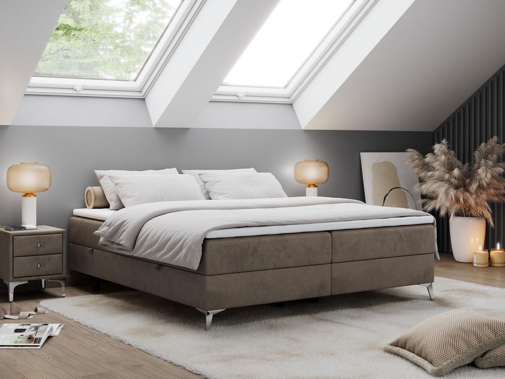 Boxspring bez čela LESS na vysokých nožičkách s úložným Obrázek produktu 