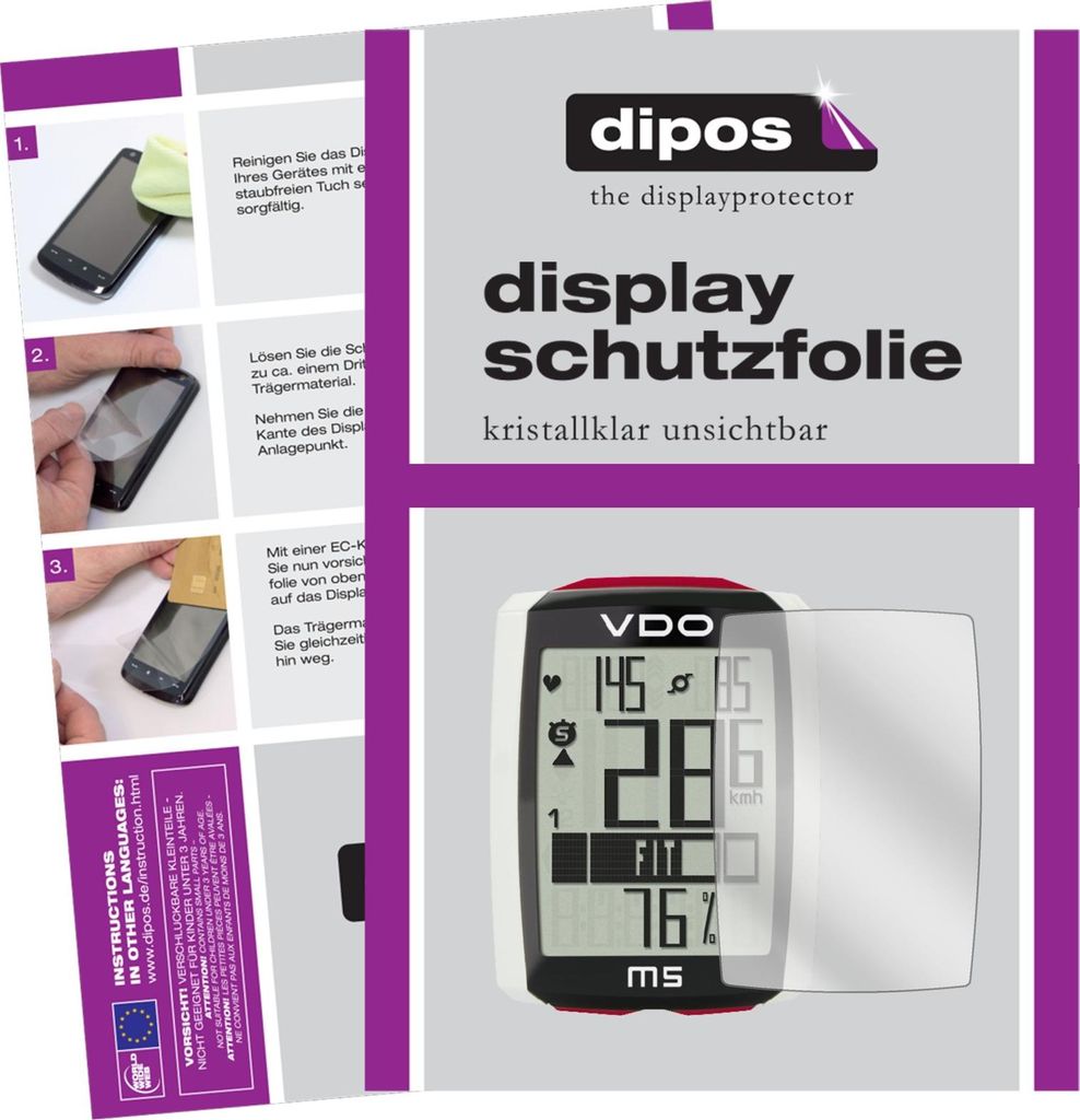 3x Schutzfolie für VDO M5 WL klar Displayschutzfolie Folie Display Schutz dipos