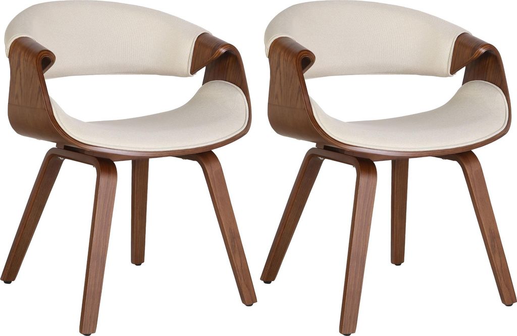 2er Set Esszimmerstuhl VIZON - Stoff Eiche/creme 62x52x76 cm | Essstühle Esszimmerstühle Küchenstühle Wohnzimmerstühle