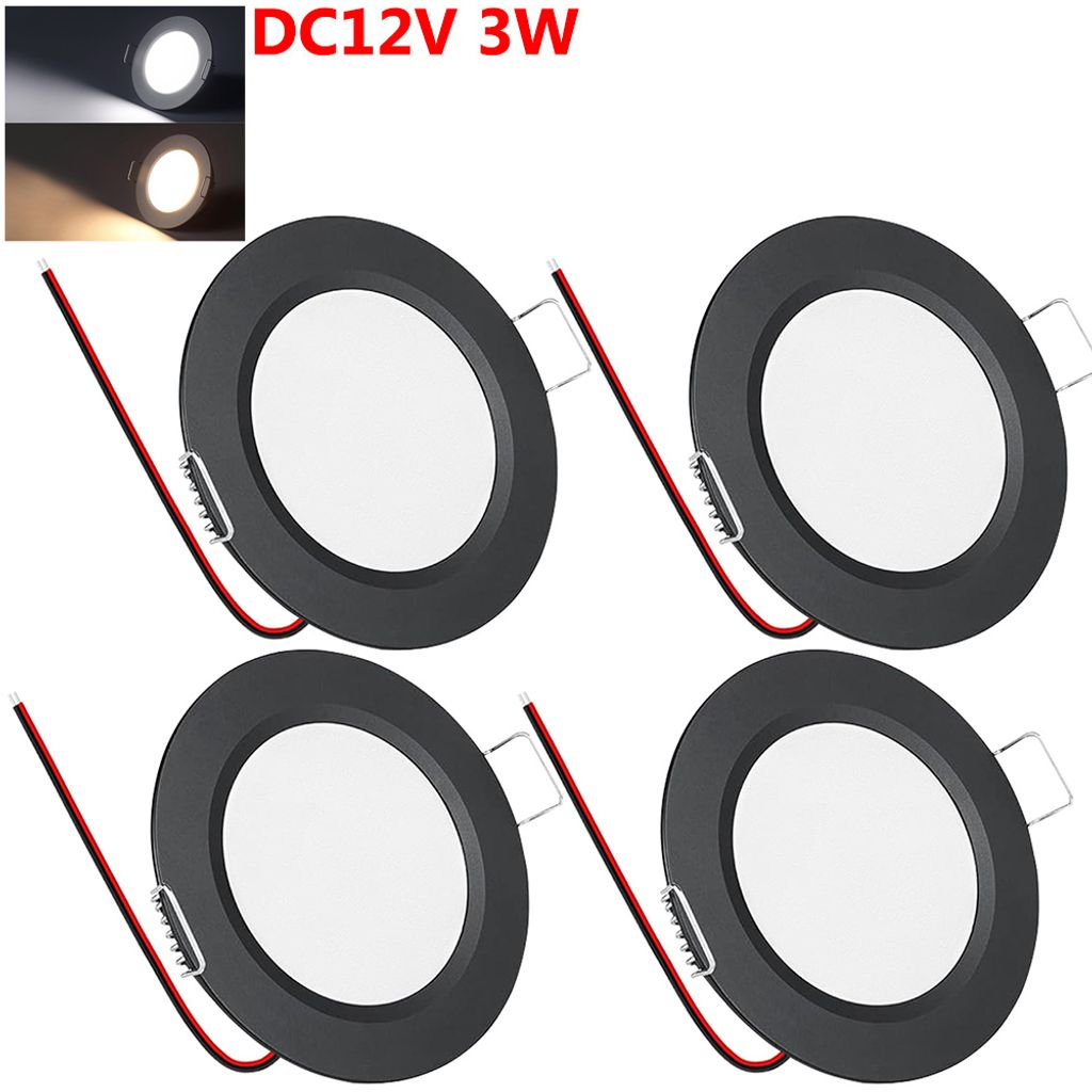 4x DC 12V LED Strahler Einbaustrahler Wohnmobil LED Spot Dimmbar, Flach LED Decken Spots,3W 15LEDs Deckenspots für RV Boot Wohnwagen Schrank,Kaltw...