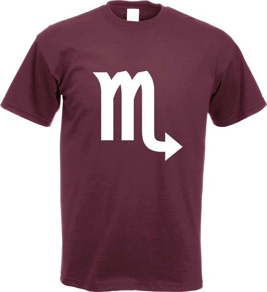 Kiwistar - T-Shirt - Burgund - Skorpion Sternzeichen Motiv Bedruckt Funshirt Design Print - mit Motiv Bedruckt - Funshirt Design - Sport - Freizeit...