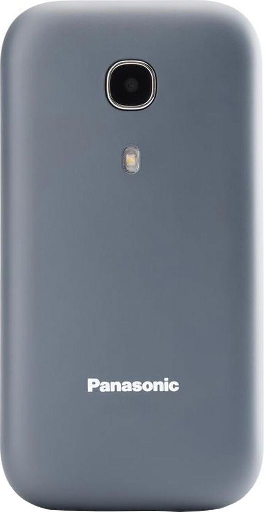 The back of a gray Panasonic mobile phone.