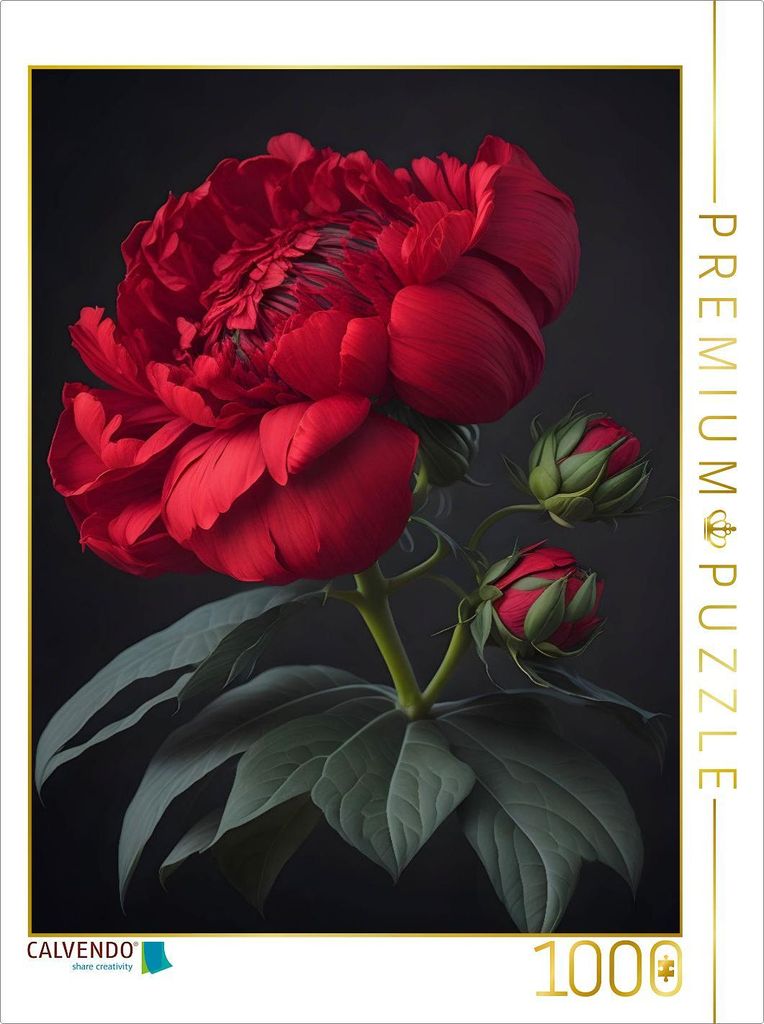 CALVENDO Puzzle Rote Phantasieblume | 1000 Teile Lege-Größe 64x48cm Foto-Puzzle für glückliche Stunden