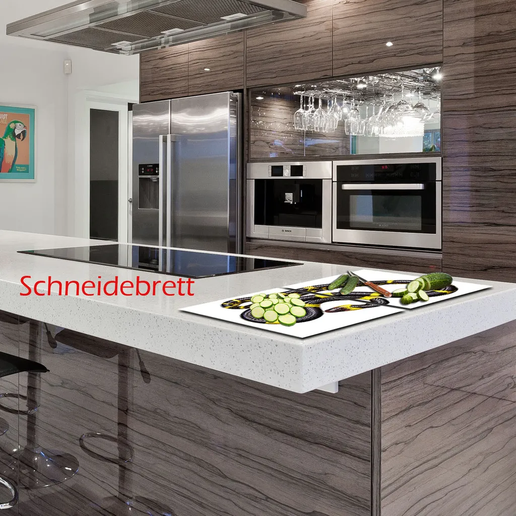 Copri Fornelli in Vetro Artistico 2 Pezzi 40x52 - Tema Animali Vivi - 14