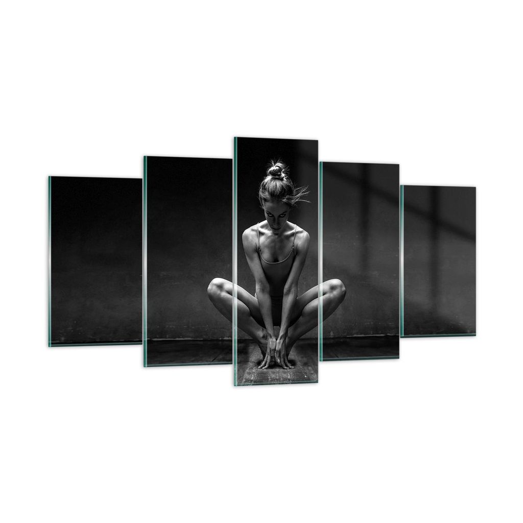 Bilder auf glas - 5 Teile - Tänzerin Frau Ballerina - 160x85cm - Glasbilder - Wandbilder - Bilder - zum Aufhängen bereit - Wanddekoration aus Gla...