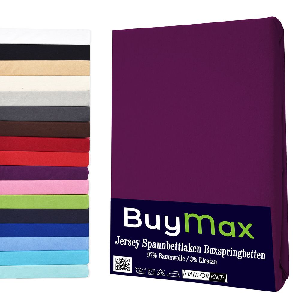 Buymax Spannbettlaken Wasserbettlaken Jersey Wasserbett Boxspringbett 180x200-200x220 cm 160g/m² Farbe: Aubergine