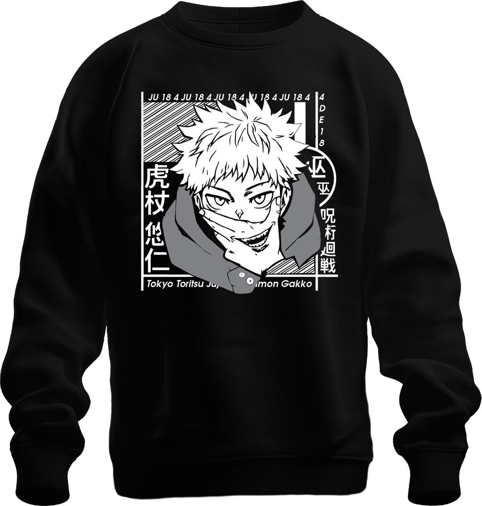 Jujutsu Kaisen Itadori Yuji Anime Manga Fan Geschenk Cosplay Uni Sweatshirt Pullover, Schwarz, S