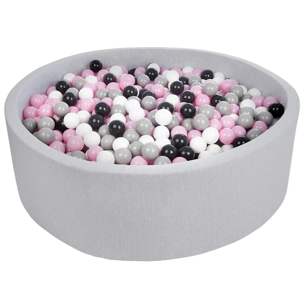 Piscine à balles enfant 125 cm avec 1200 balles rose, gris et noir