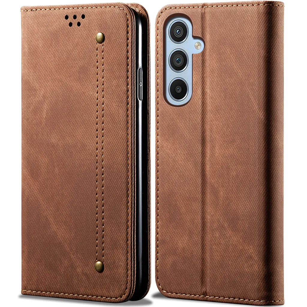 Cover Portafoglio Samsung S23 FE Pelle Premium Marrone