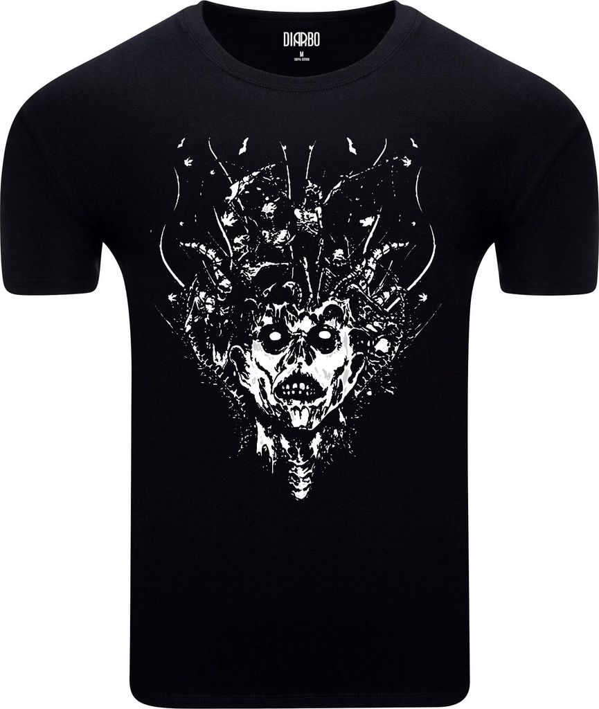 Diarbo Herren T-Shirt mit Düsterem Druck Halloween-Dämon Schwarz Gr.XXXL