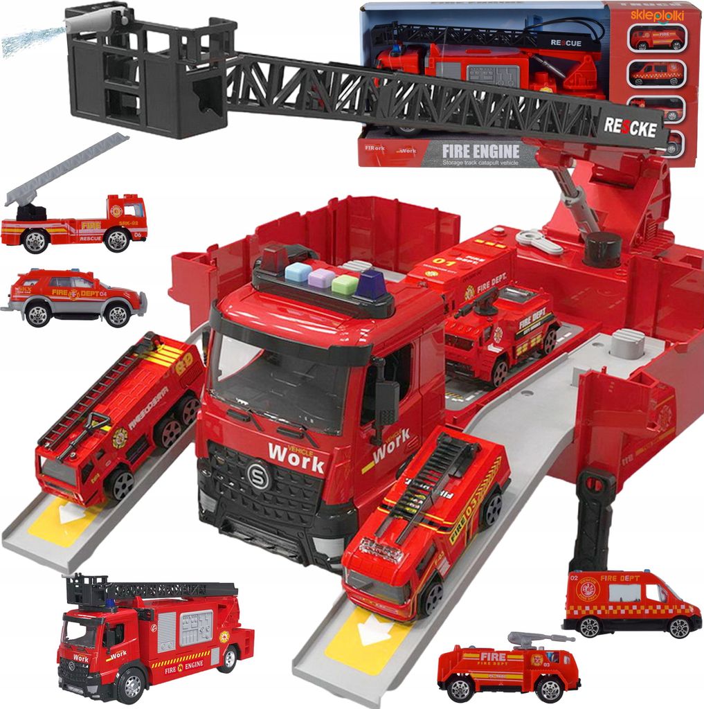 Lolex | Hasičské auto s parkovištěm - hrací set 2 v 1 - se Obrázek produktu 