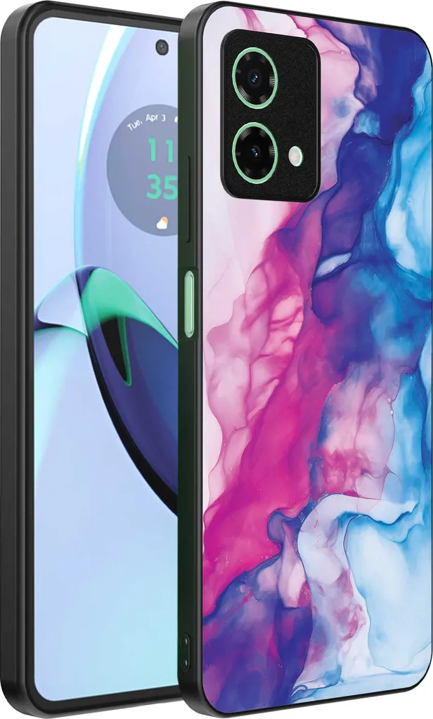 Moto G84 Cover Marmo Rosa e Blu - Custodia Trendy TPU Smartphonica