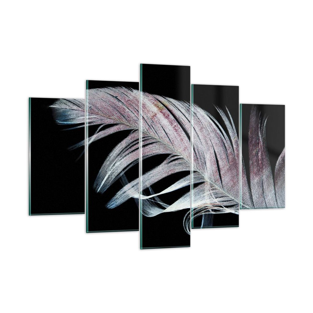 Bilder auf glas - 5 Teile - Feder die Farben Zartheit - 150x100cm - Glasbilder - Wandbilder - Bilder - Wanddekoration aus Glas - Glas Bilder - Wand...