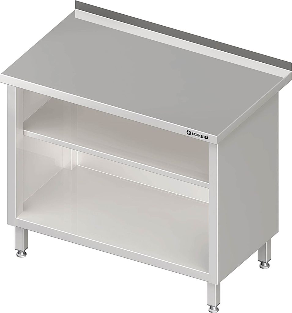 Arbeitsschrank offen, mit Grund- und Zwischenboden, 1800x600x850 mm, mit Aufkantung, verschweißt