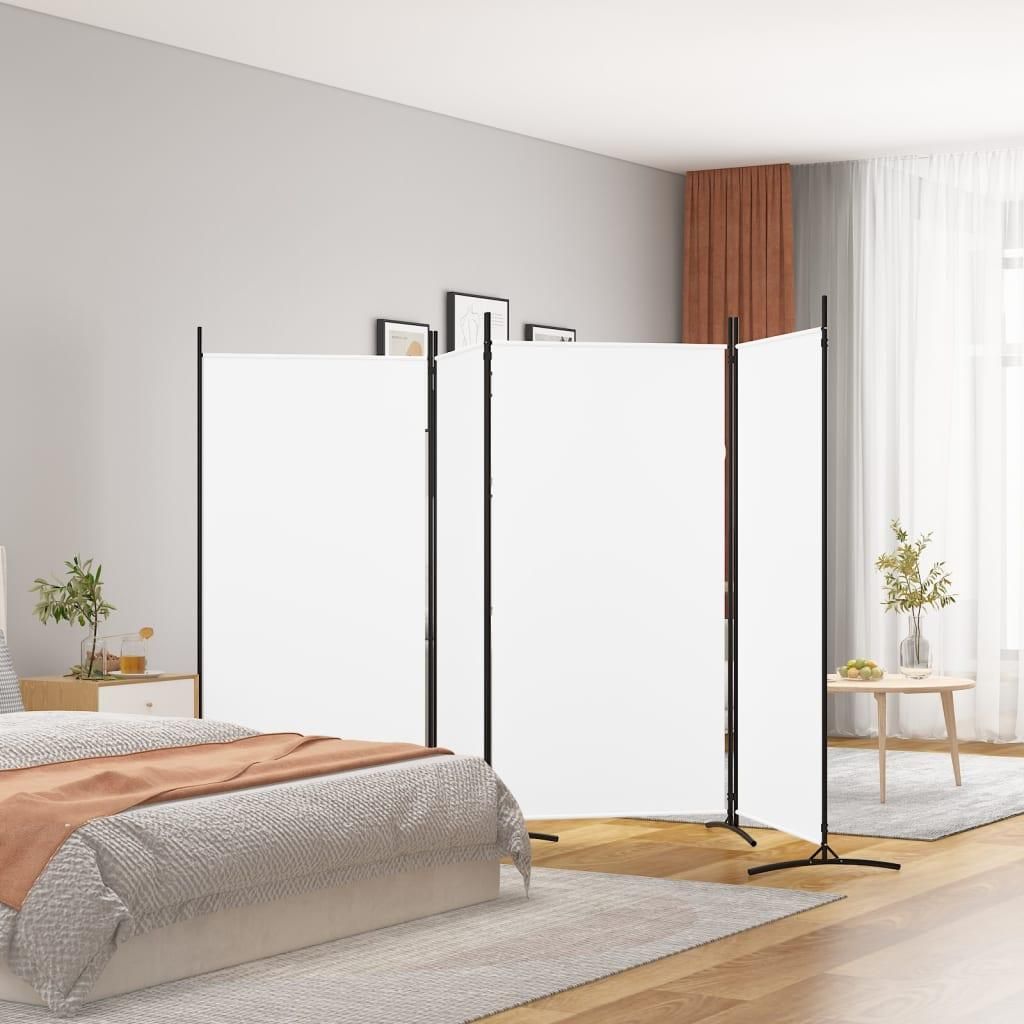 vidaXL Paravento a 4 ante, bianco, 346 x 180 cm, in tessuto Immagine del prodotto 