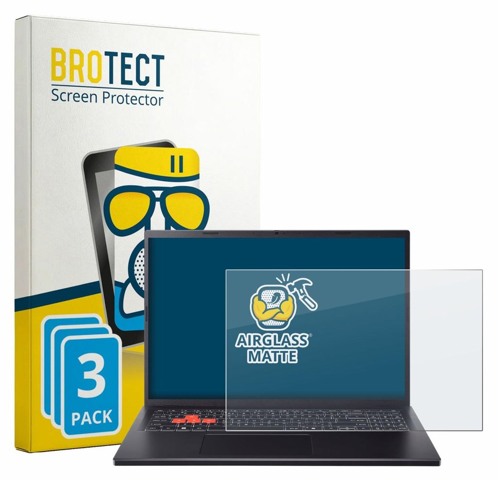 3x BROTECT Entspiegelungs Schutzglas für Acer Nitro Lite 16 NL16-71G Schutzfolie Panzer Folie Glas Display Schutz matt