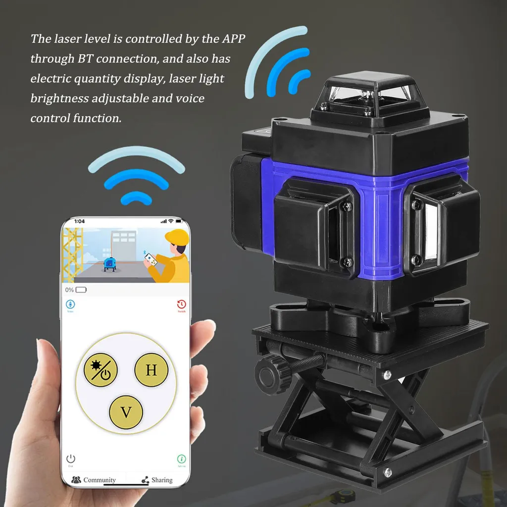 Dispositivo di livellamento laser 4D multifunzionale con 16 linee, 3°, macchina autolivellante, dispositivo di livellamento ricaricabile a batteria al litio USB con lunghezza di 1,2 m, stativo a tre vie regolabile in lega con asta di prolunga - 7