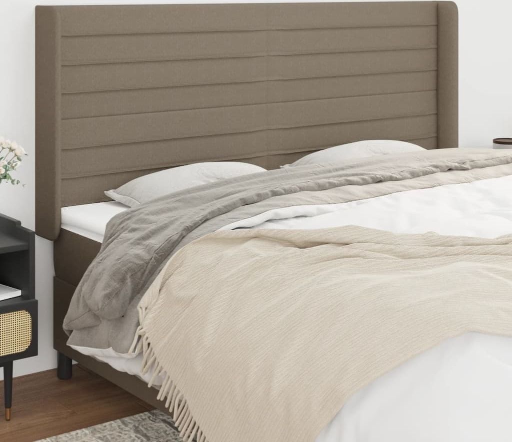Kopfteil mit Ohren Taupe 163x16x118/128 cm Stoff