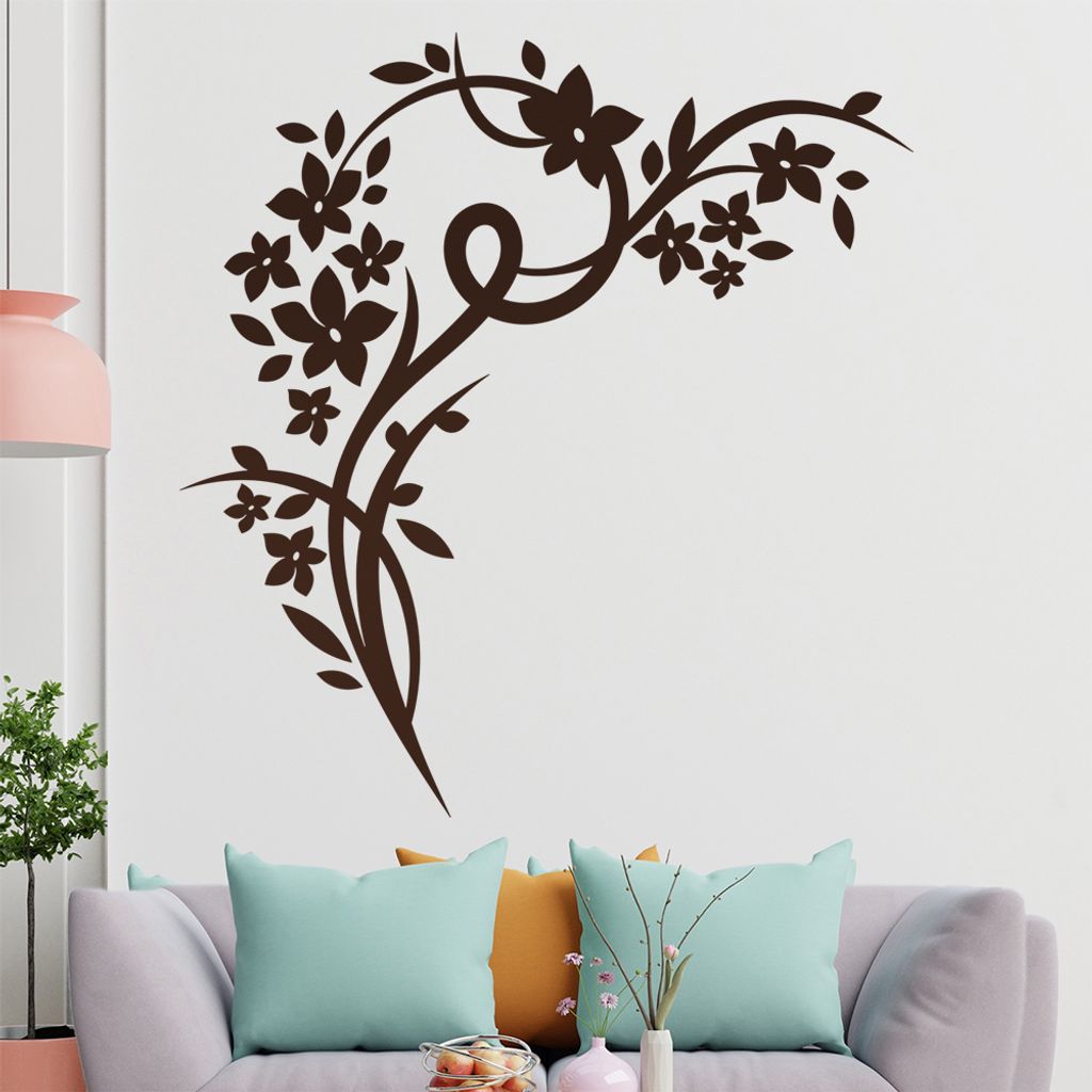 Schöne Blüten Ranke Wandtattoo in 6 Größen - Wandaufkleber Wall Sticker - Dekoration, Küche, Wohnzimmer, Schlafzimmer, Badezimmer