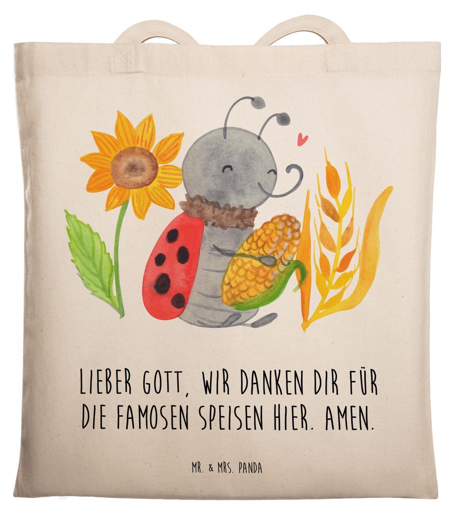 Mr. & Mrs. Panda Tote Bag Erntedank Smörle - Transparent - Geschenk, Spruchbild, Schultasche, Tragetasche, Tasche, Uni, Maiskolben, Shopping, Sonn...