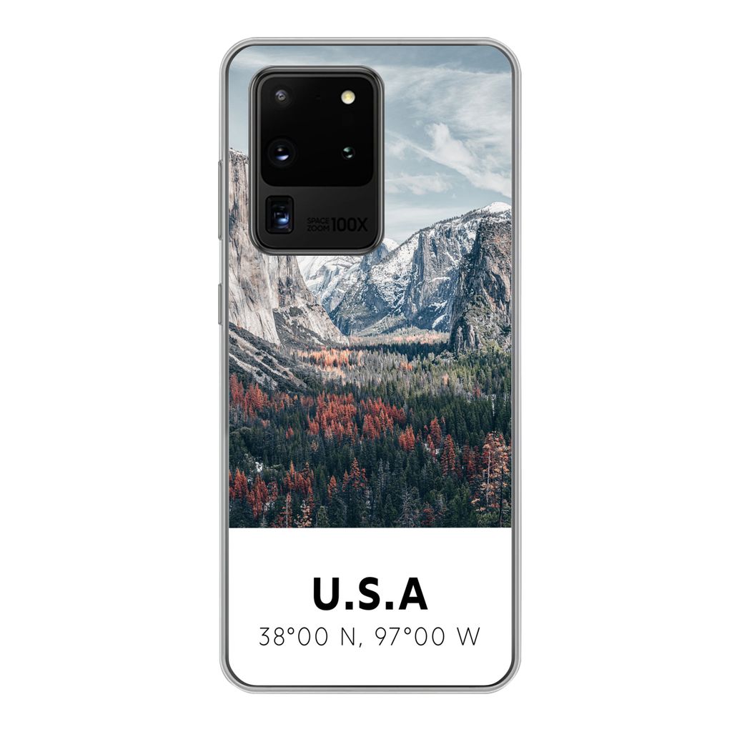 MuchoWow Handyhülle Schutzhülle Hülle für Samsung Galaxy S20 Ultra Yosemite - Amerika - Wyoming - Wald - Berge Silikon Softcase Handy Hülle ...