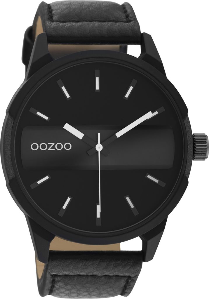 Oozoo Armbanduhr schwarz Leder Timepieces Herren Analog-Quarzuhr UOC11004