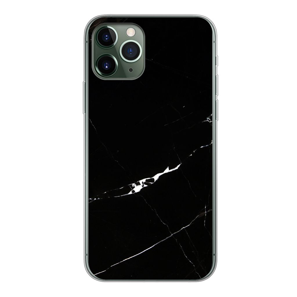 MuchoWow Handyhülle Schutzhülle Hülle für iPhone 11 Pro Marmor - Schwarz - Natursteine Silikon Softcase Handy Hülle - Handy