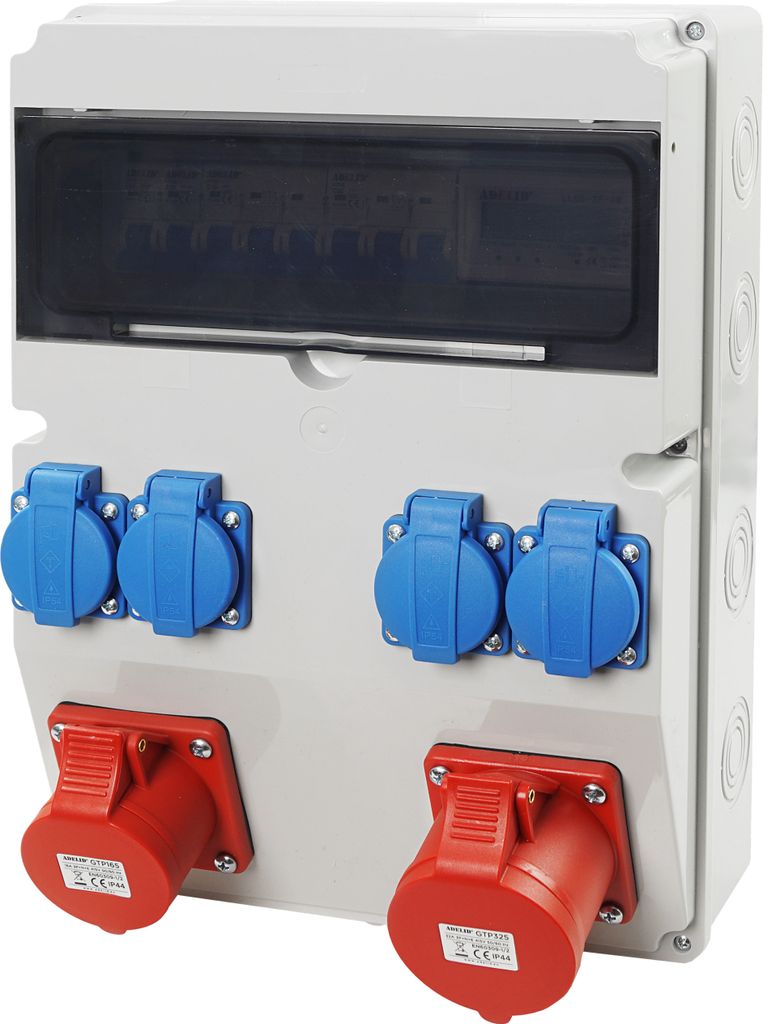 Baustromverteiler Wandverteiler Gartensteckdose 1x32A/5P 1x16A/5P CEE 4x 230V Schuko Steckdosen Schuko mit LS-Schalter Zähler