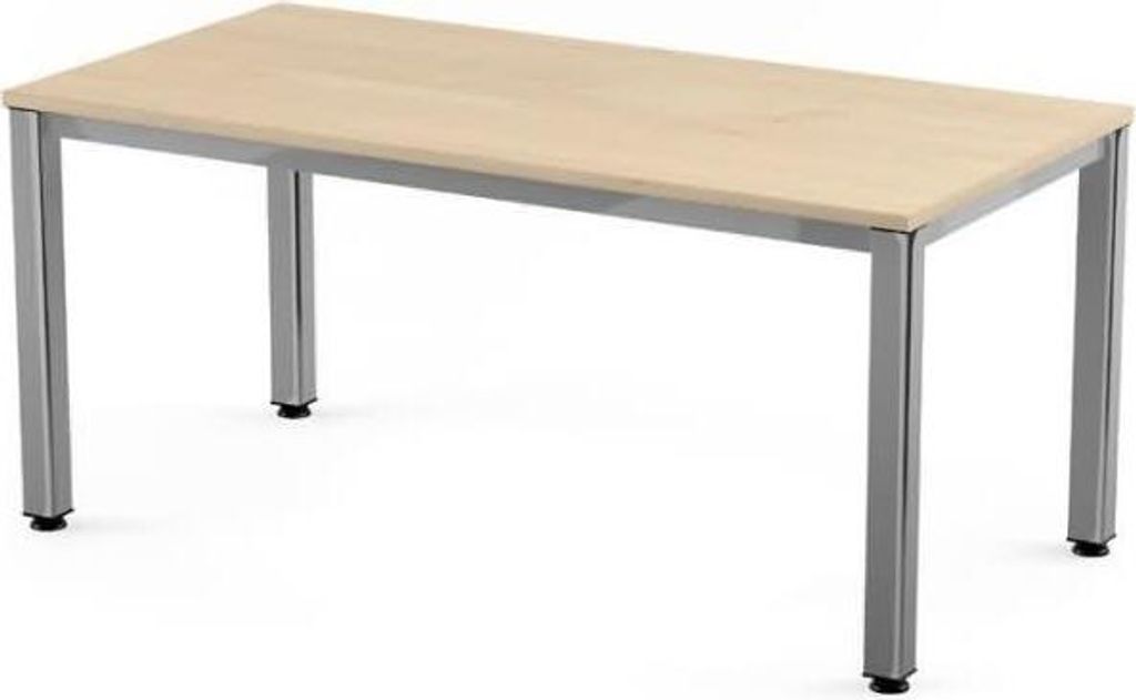 Schreibtisch Executive BxTxH 140x80x73cm Gestell verchromt Platte Melamin buche.