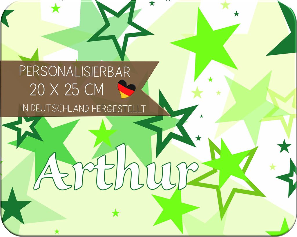 Kinder Frühstücksbrettchen Sterne Grün mit Name personalisiert, Kunststoff, 20x25 cm