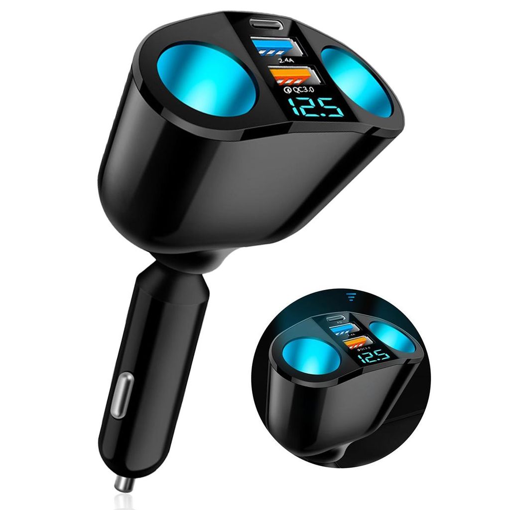 Dual Hole Zigarettenanzünder 12V / 24V USB Zigarettenanzünder Verteiler 120W Zigarettenanzünder Halterung GPS Recorder für Auto Handy Tablet