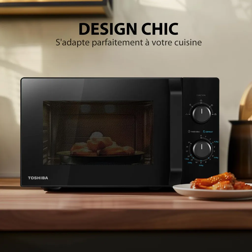 Four à micro-ondes autonome noir 20L 800W compact pour cuisine moderne - 9