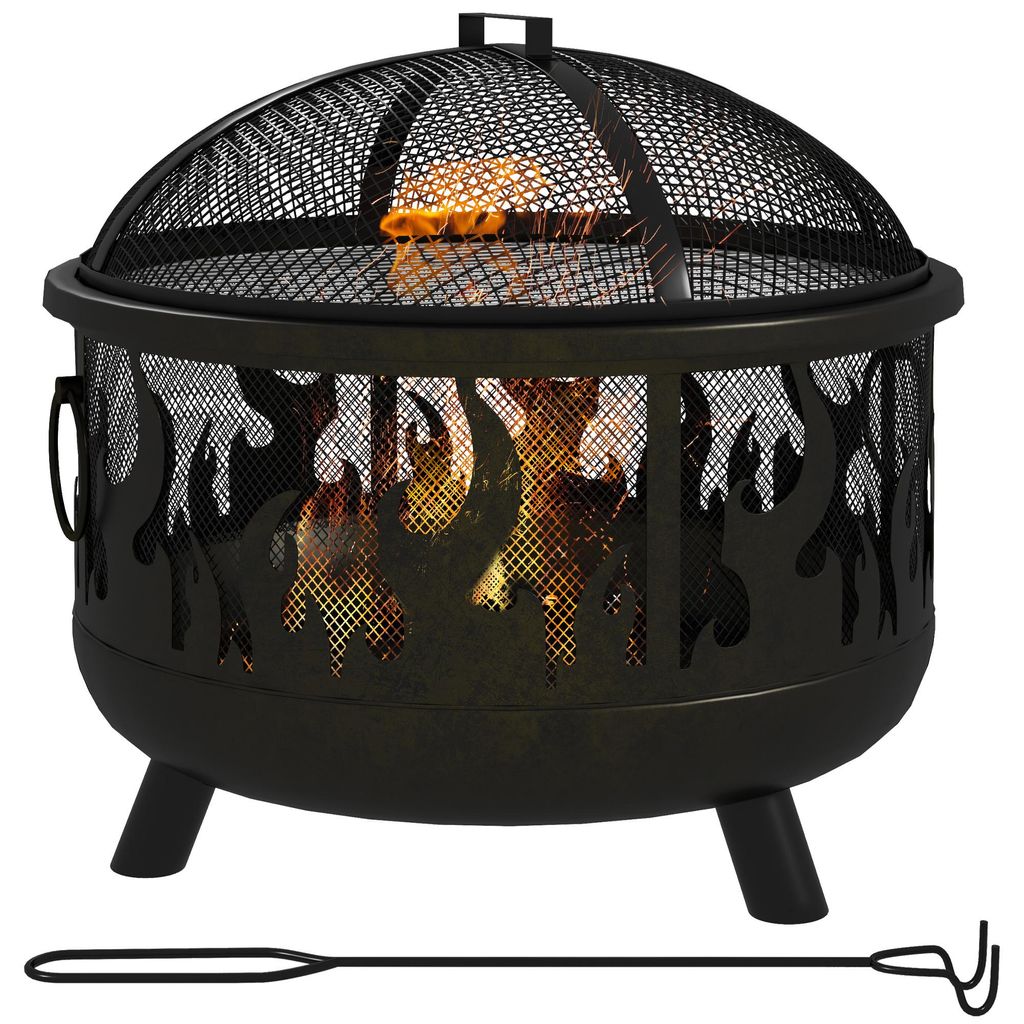 Feuerschale Feuerstelle. inkl. Funkenschutz. 1 Schš¹rhaken. ?61.5 cm x 52 cm. Schwarz