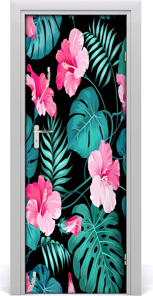 Tulup Türaufkleber 75x205 cm Dekorative Aufkleber Selbstklebend Wasserdichte Tapete Abnehmbar Schlafzimmer Wohnzimmer Wohnkultur - Hawaii Blumen
